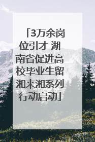 3万余岗位引才 湖南省促进高校毕业生留湘来湘系列行动启动