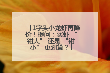 1字头小龙虾再降价！提问：买虾 “钳大” 还是 “钳小” 更划算？